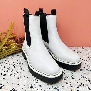 Sam Edelman Laguna White Leather Chunky Lug Sole Leather Women’s Boots Sz 7